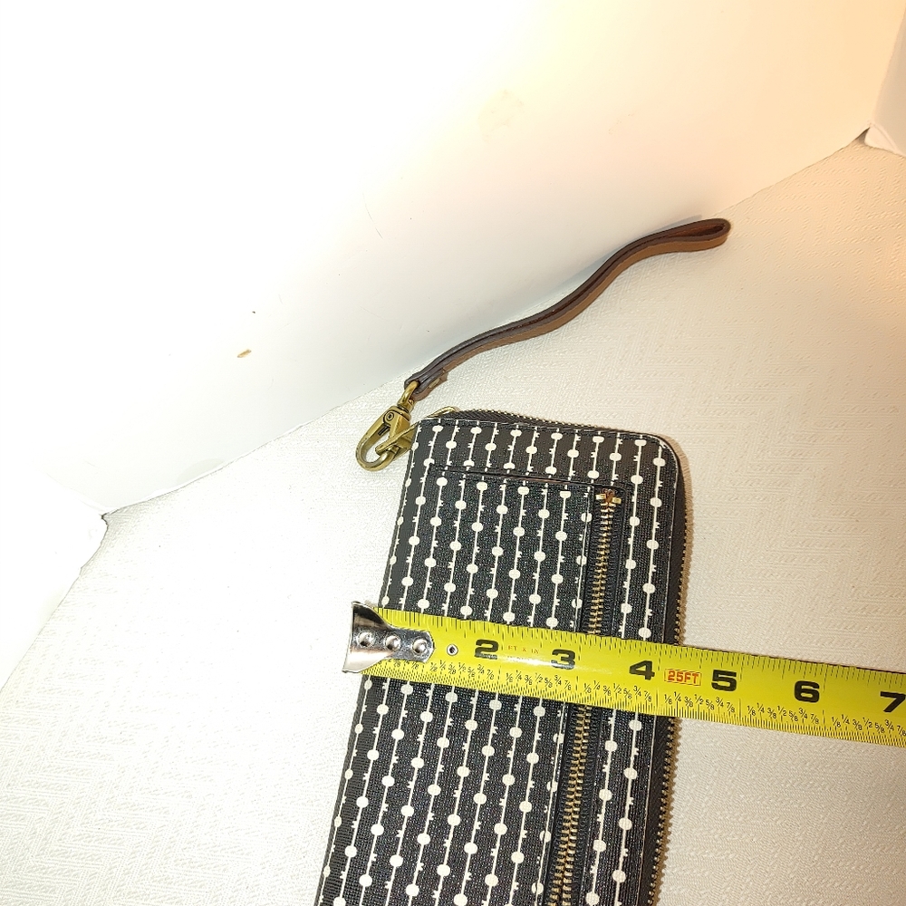 Wallet Clutch Fossil Canvas Brown Design Zip Arou… - image 5